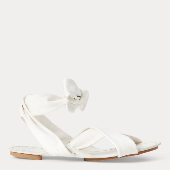 Polo Ralph Lauren® Leather Tie Sandal - White - 7.5 - Picture 2 of 6